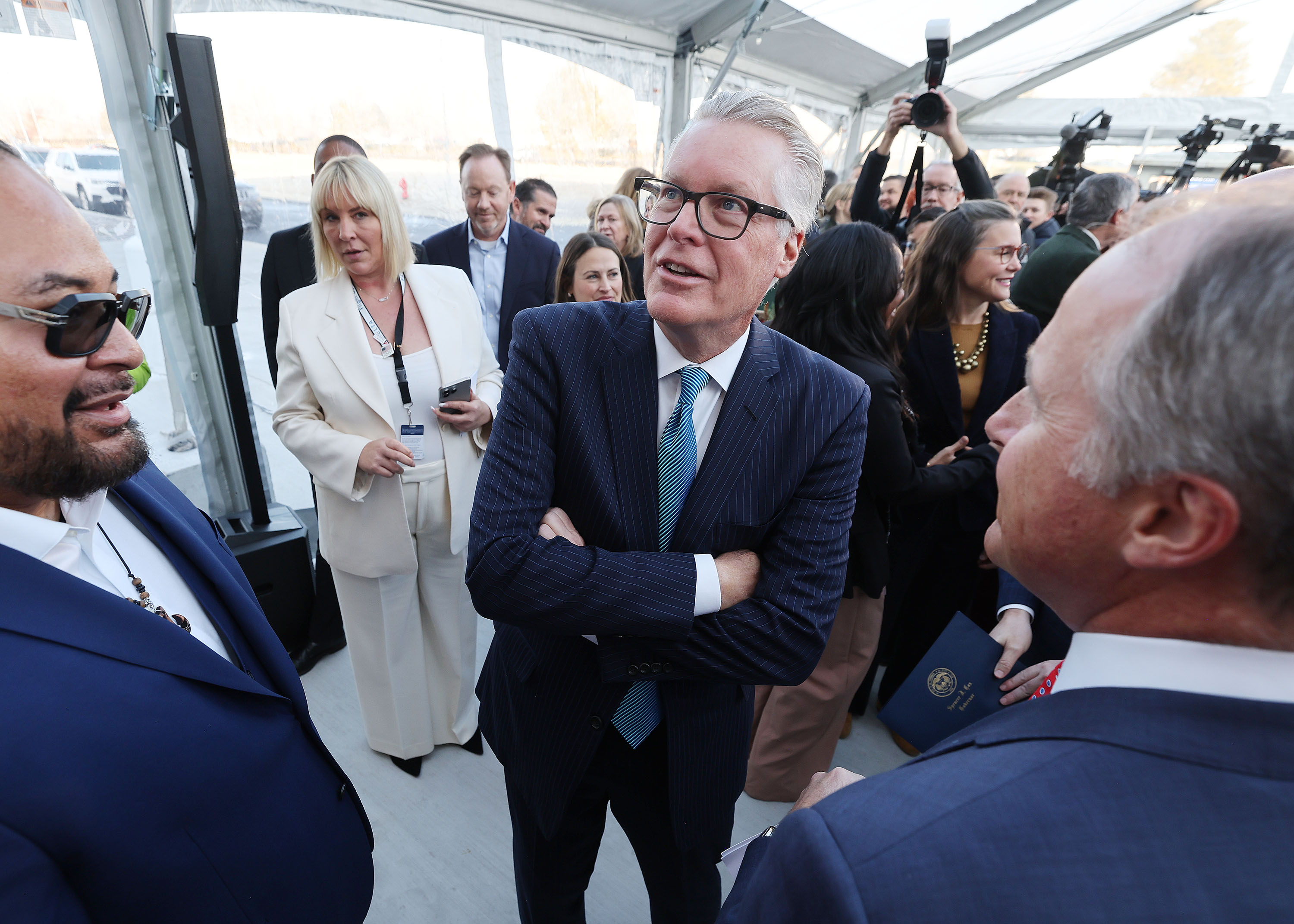 Ed Bastian, CEO of Delta Air Lines, looks over a flight simulator during a ribbon-cutting ceremony for the new Flight Operations Training Facility in Salt Lake City on Tuesday.