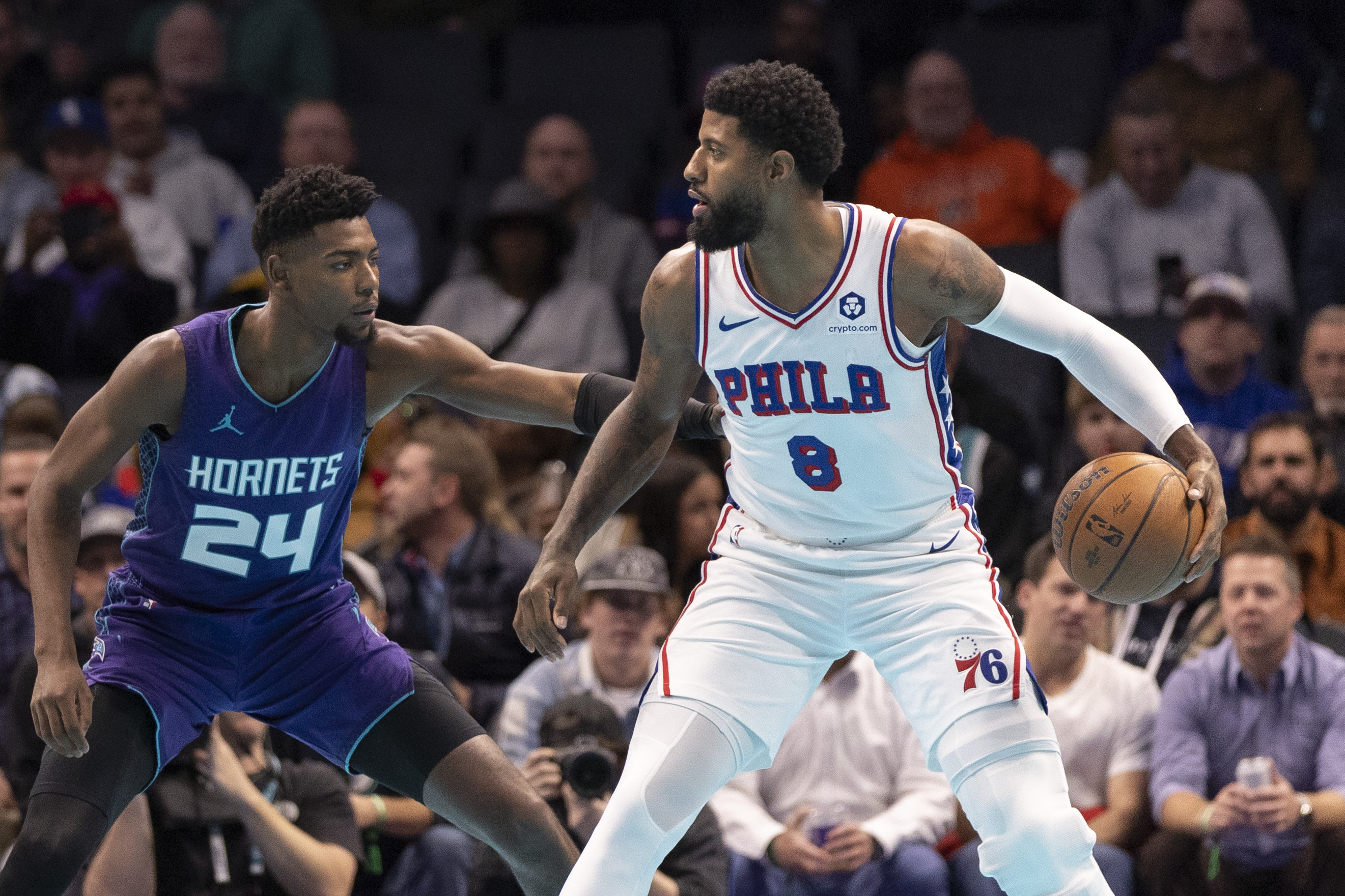 Paul George, Tyrese Maxey lead 76ers over Hornets 110-104 to earn first first back-to-back wins