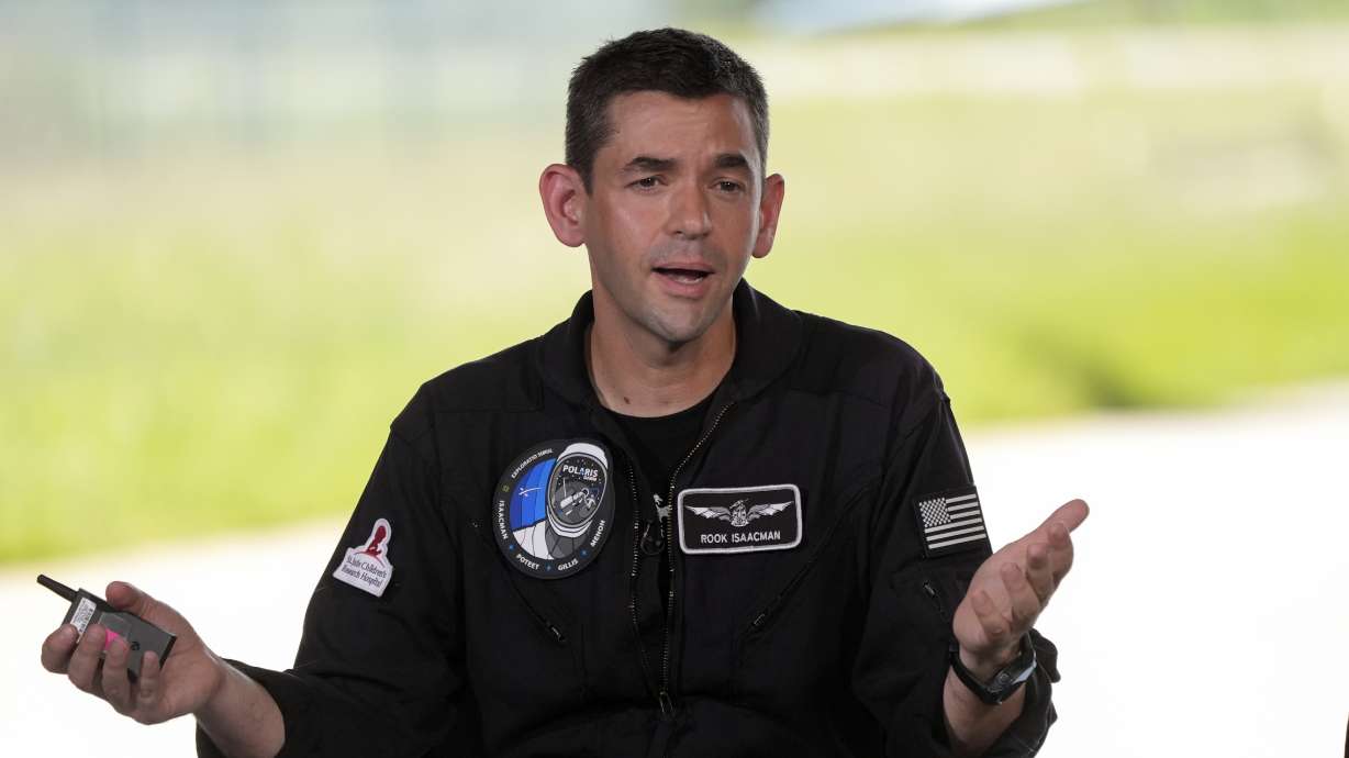 Commander Jared Isaacman speaks at the Kennedy Space Center about a spaceflight mission in Cape Canaveral, Fla., Aug. 19. President-elect Donald Trump has tapped Isaacman as his choice for NASA administrator.
