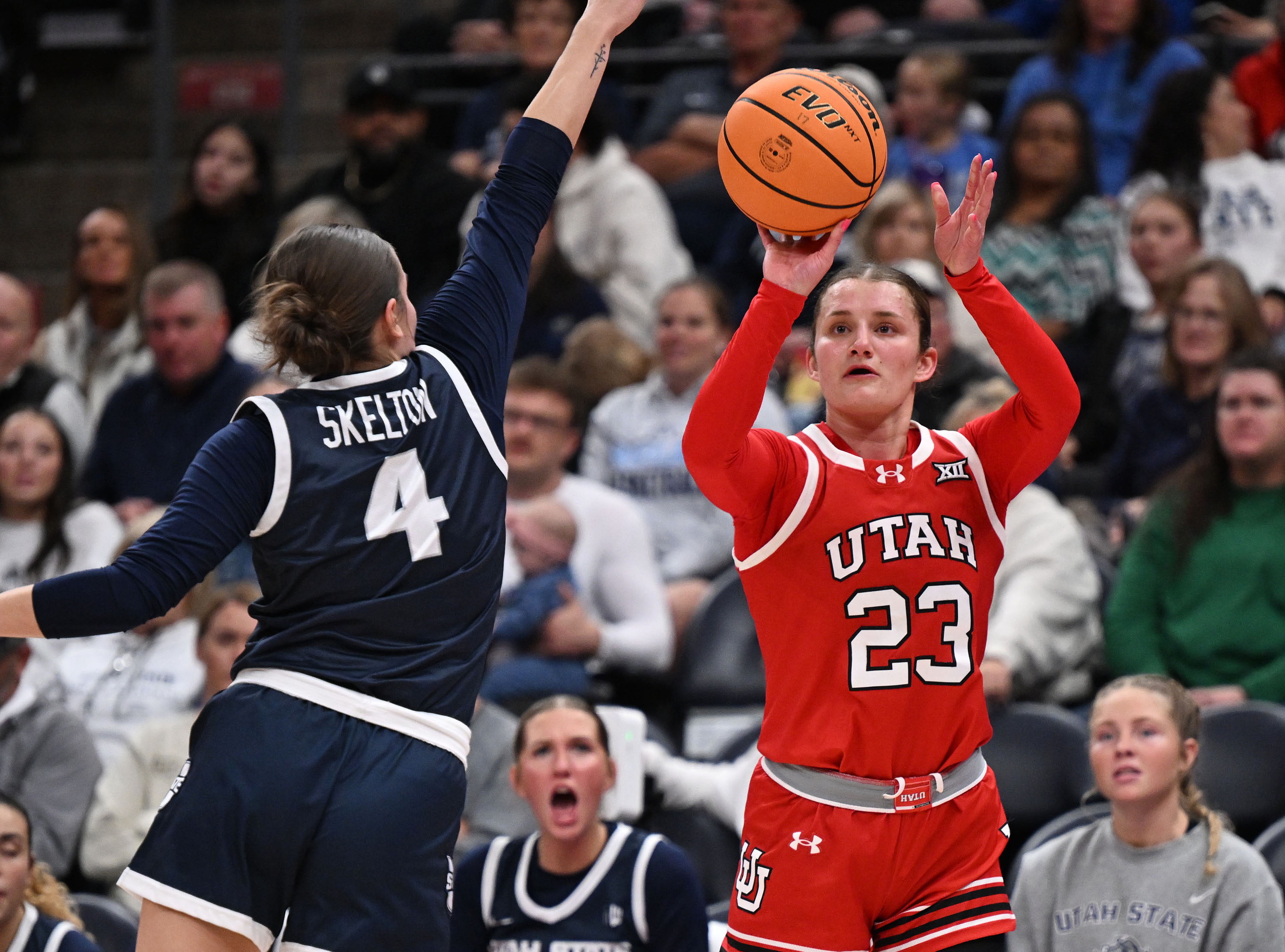 Utah women's basketball pulls away in 2nd half to overwhelm Utah State