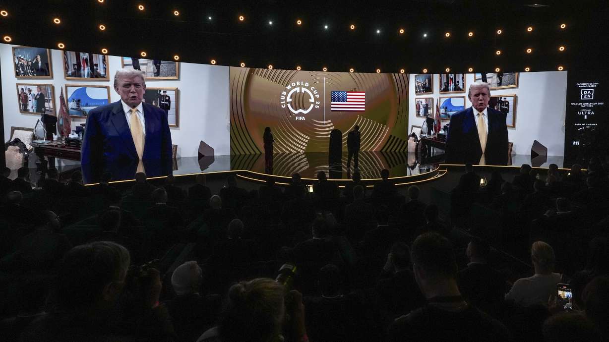 President-elect Donald Trump speaks to the audience during the draw for the 2025 FIFA Club World Cup soccer tournament, Thursday, Dec. 5, 2024, in Miami.