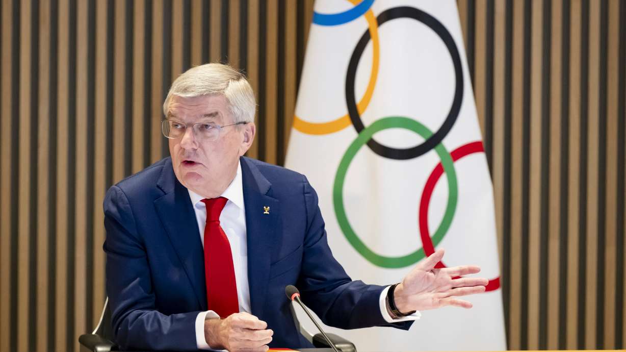 International Olympic Committee President Thomas Bach speaks at the Olympic House, in Lausanne, Switzerland, Tuesday. Bach was succinct in addressing questions Thursday about Utah's 2034 Winter Games.
