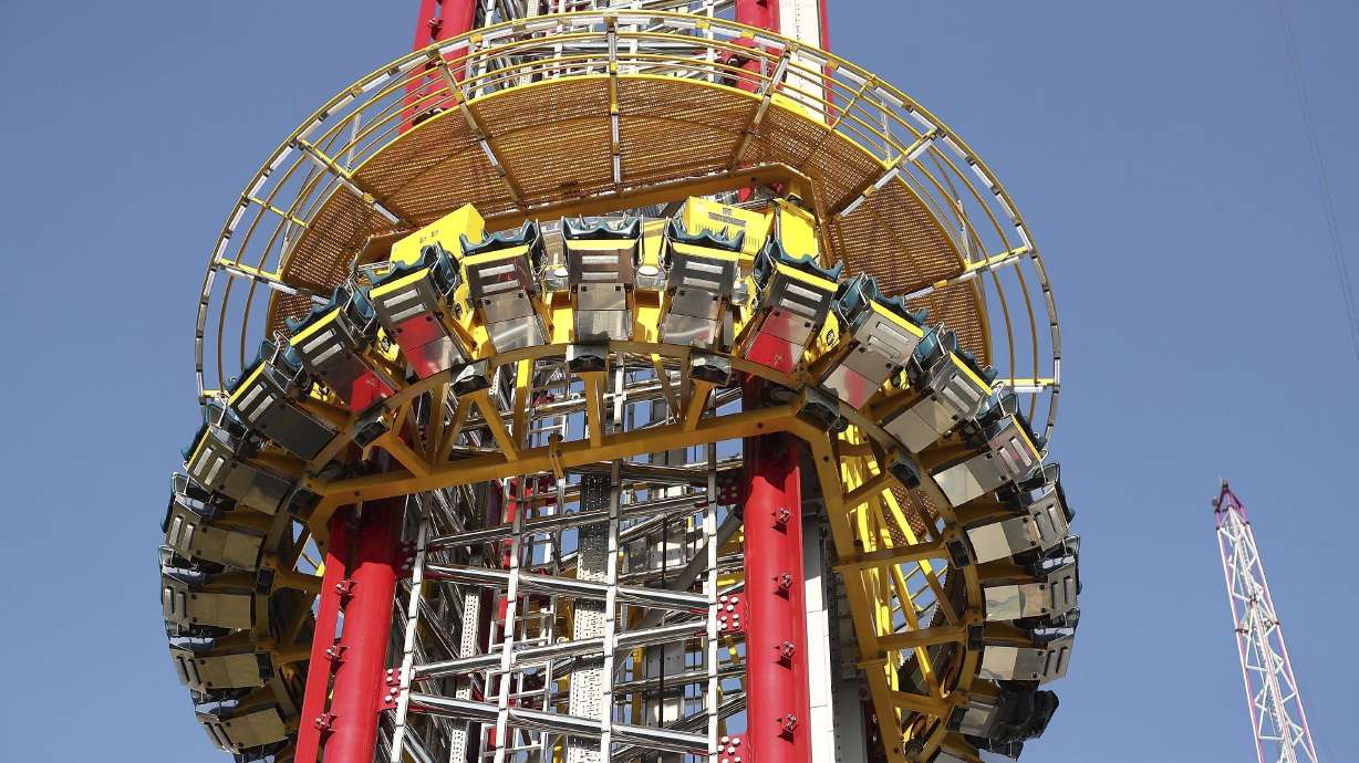 The Orlando Free Fall drop tower in ICON Park in Orlando on March 28, 2022. A jury awarded $310 million to the parents of a teen who fell from the ride Friday.
