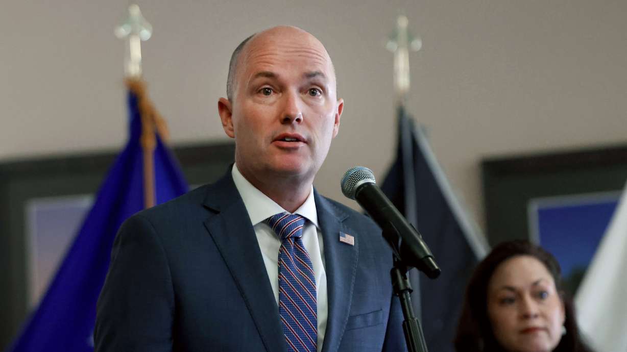 Gov. Spencer J. Cox delivers his proposed $30.6 billion budget for the next fiscal year at the William E. Christoffersen Salt Lake Veterans Home in Salt Lake City on Thursday.