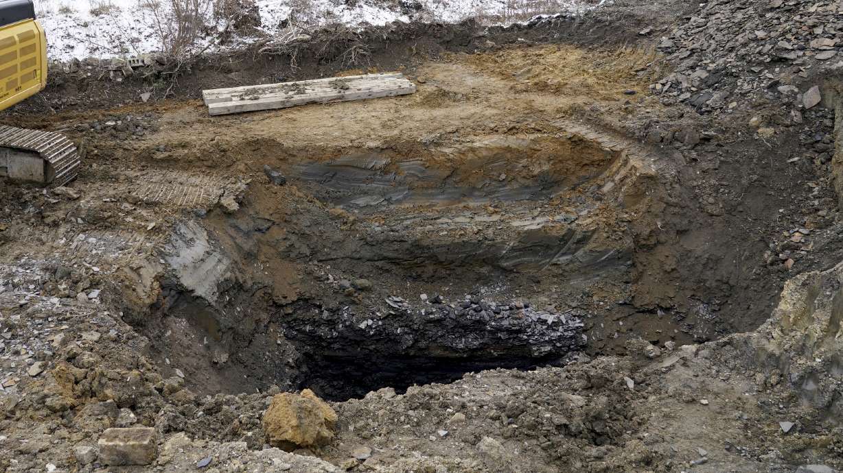 The sinkhole, where the remains of Elizabeth Pollard was found Friday is shown in Marguerite, Pa.