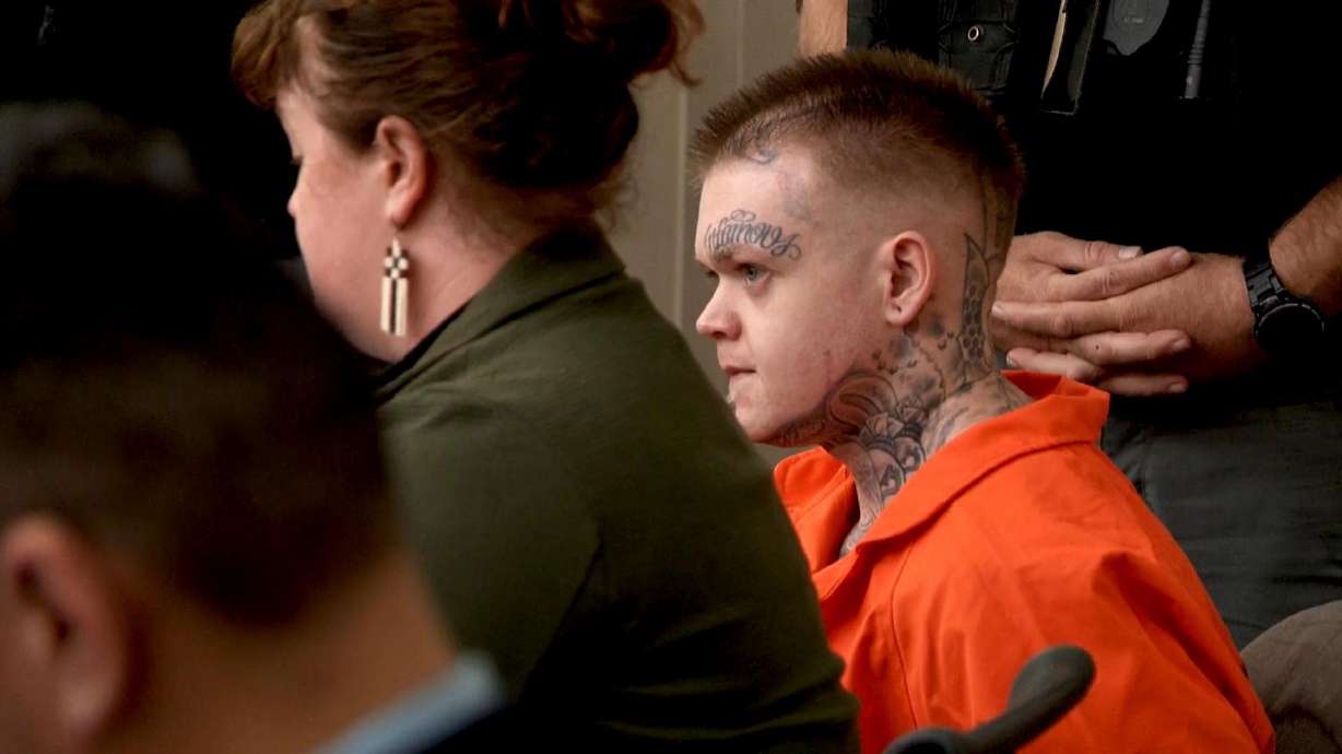 James Dekota Brunson listens to proceedings Thursday during his sentencing for killing Linda Nemelka. A judge said he was "overwhelmed" by the victim family's "capacity for generosity" as he sentenced Brunson to prison for the 2020 murder.