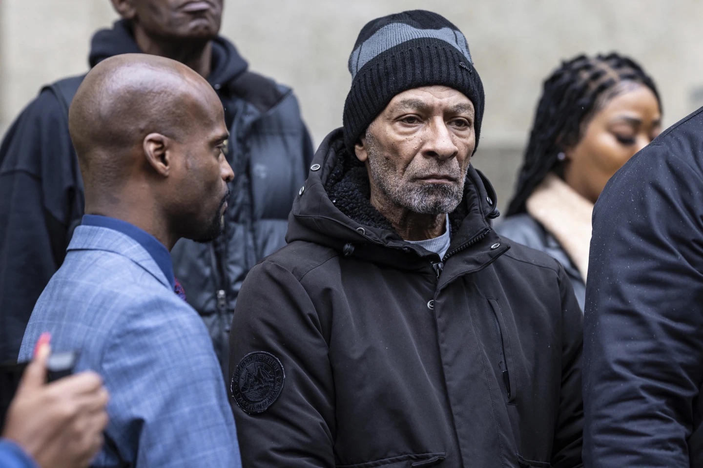 Andre Zachery, father of Jordan Neely, speaks at a press conference outside the criminal court in New York City, Monday.