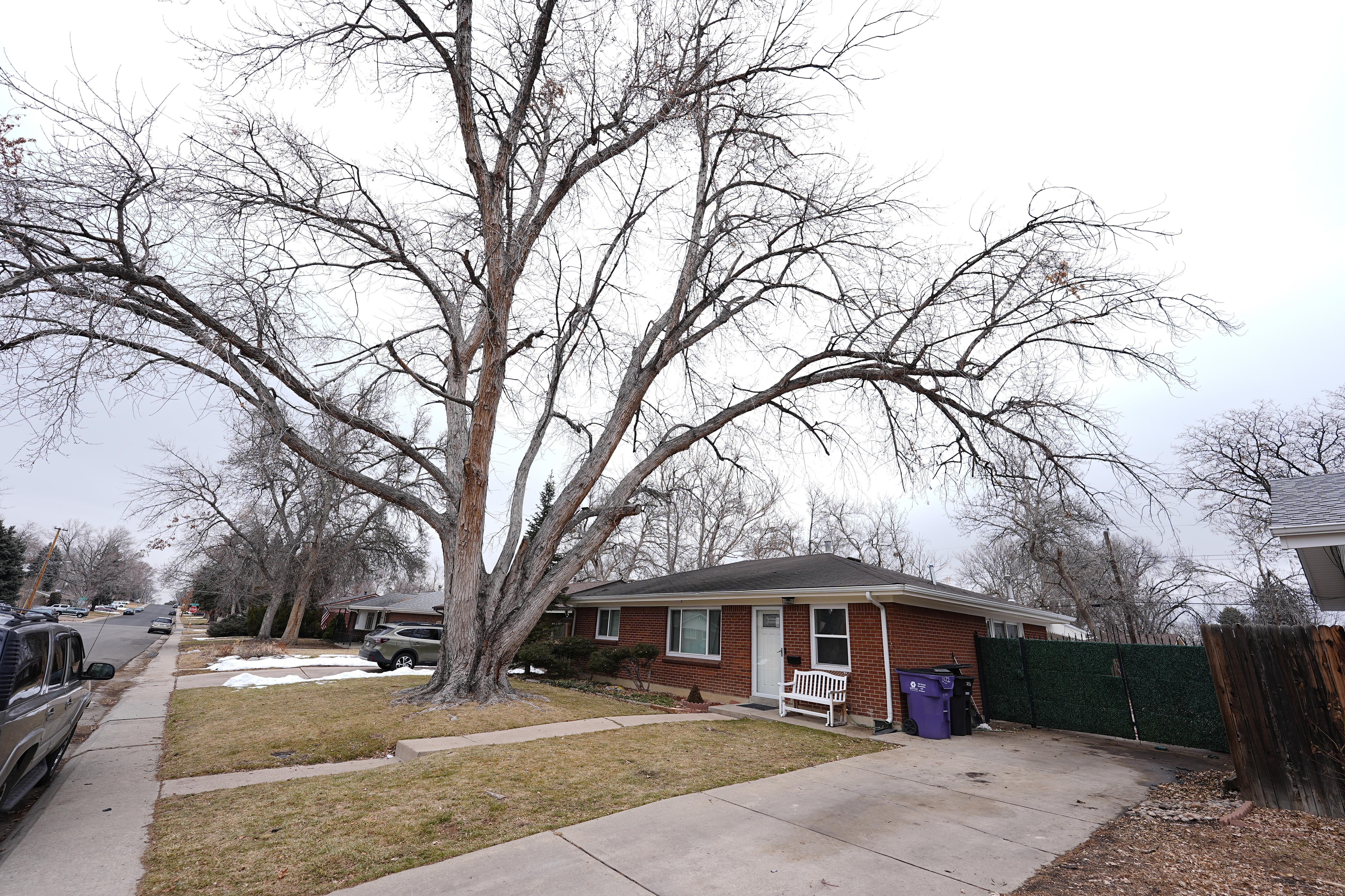 The residence where a former funeral home owner kept a deceased women's body in a hearse for two years as well as the remains of 30 cremated people is shown Feb. 16 in southwest Denver.