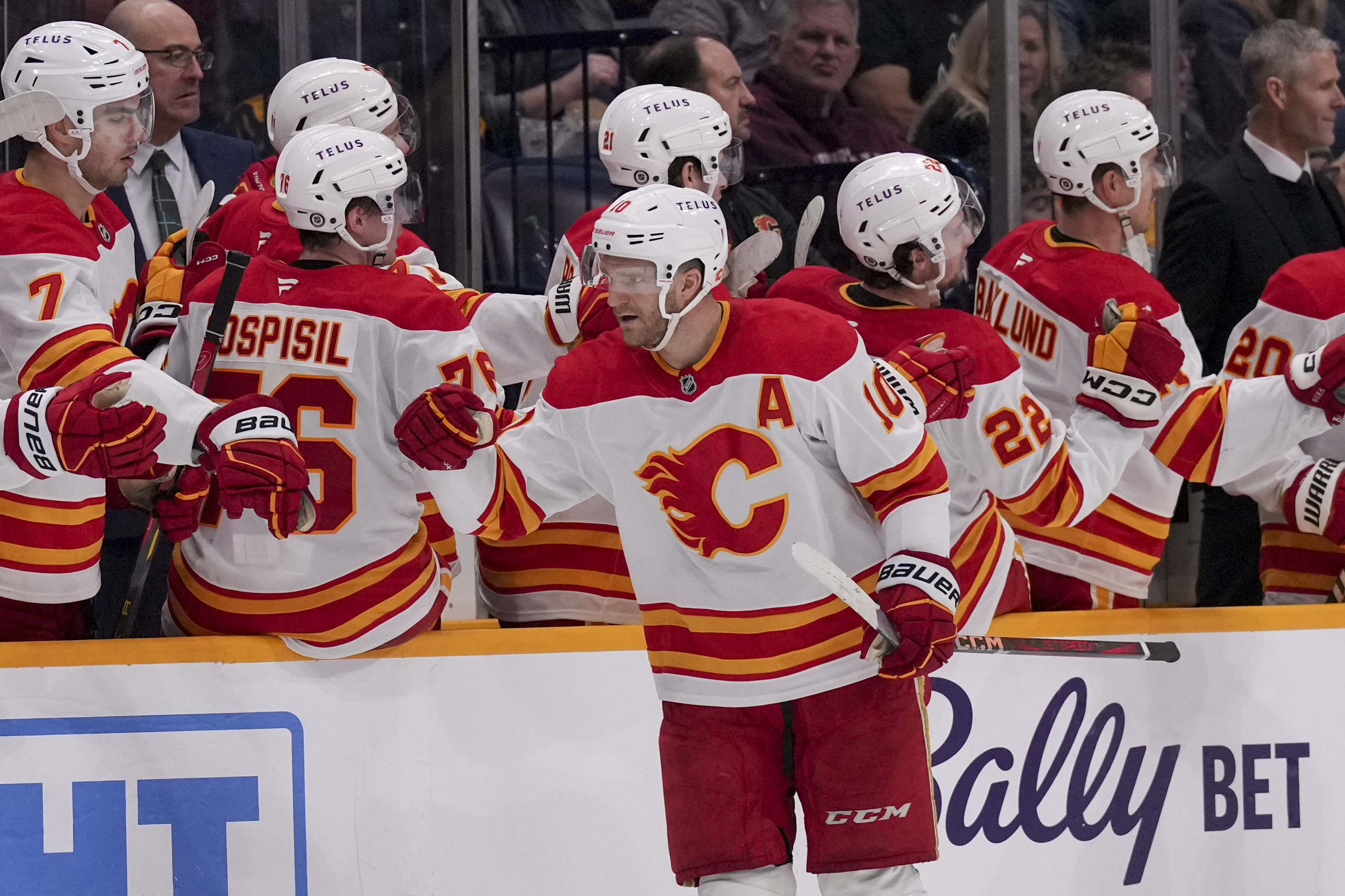 Huberdeau and Rooney lead Flames over Predators 4-3 to snap 8-game road skid