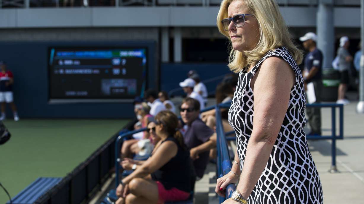 FILE - Stacey Allaster, the U.S. Tennis Association's chief executive of professional tennis, poses during a qualifying round at the U.S Open in New York, Aug. 24, 2017.