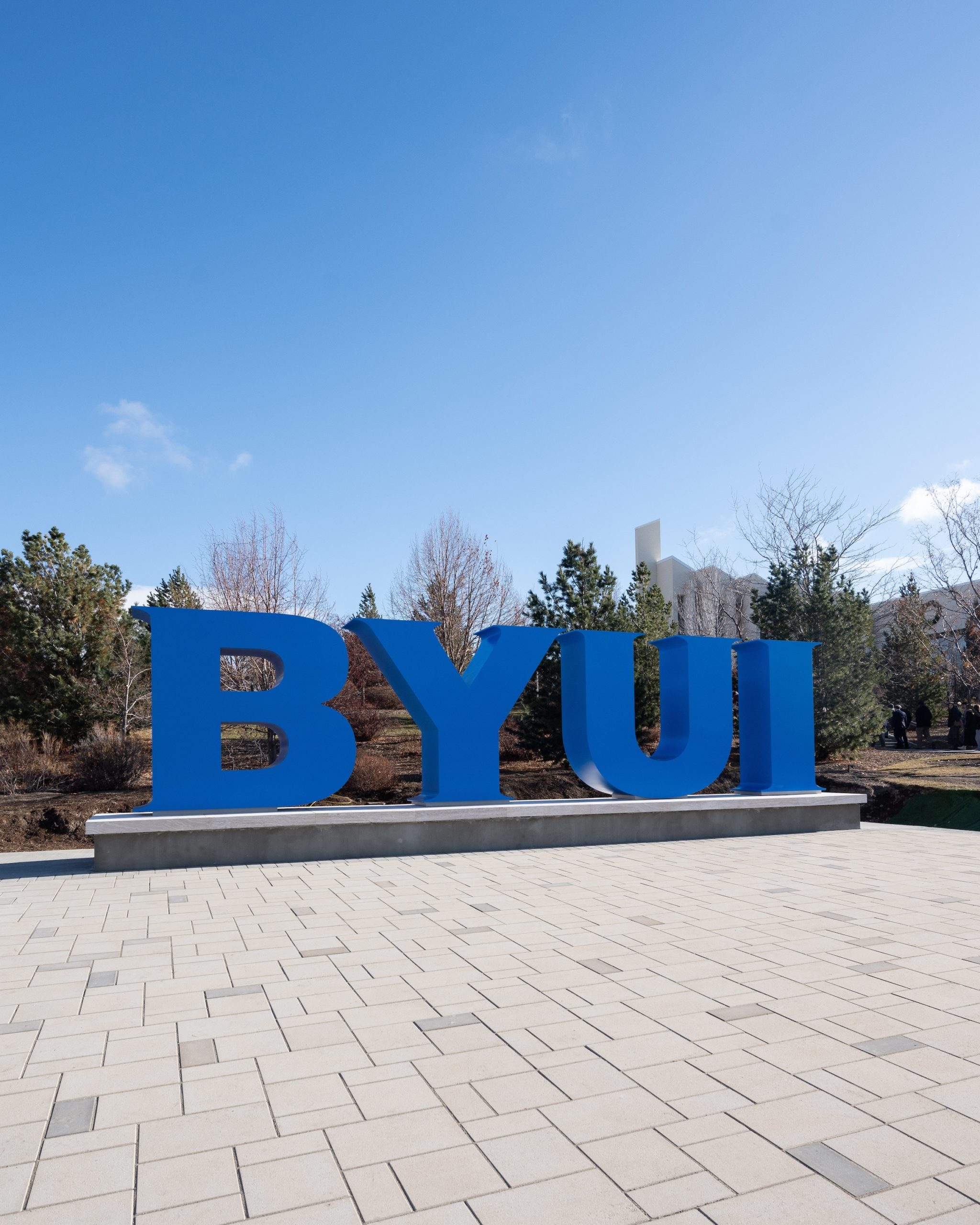 A new landmark welcomes students on campus in Rexburg, Idaho on Tuesday.