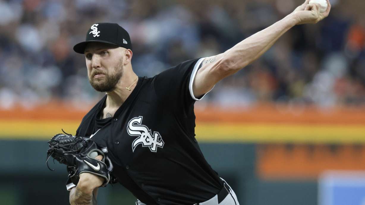 FILE - Chicago White Sox's Garrett Crochet pitches against the Detroit Tigers during the second inning of a baseball game Sept. 27, 2024, in Detroit.