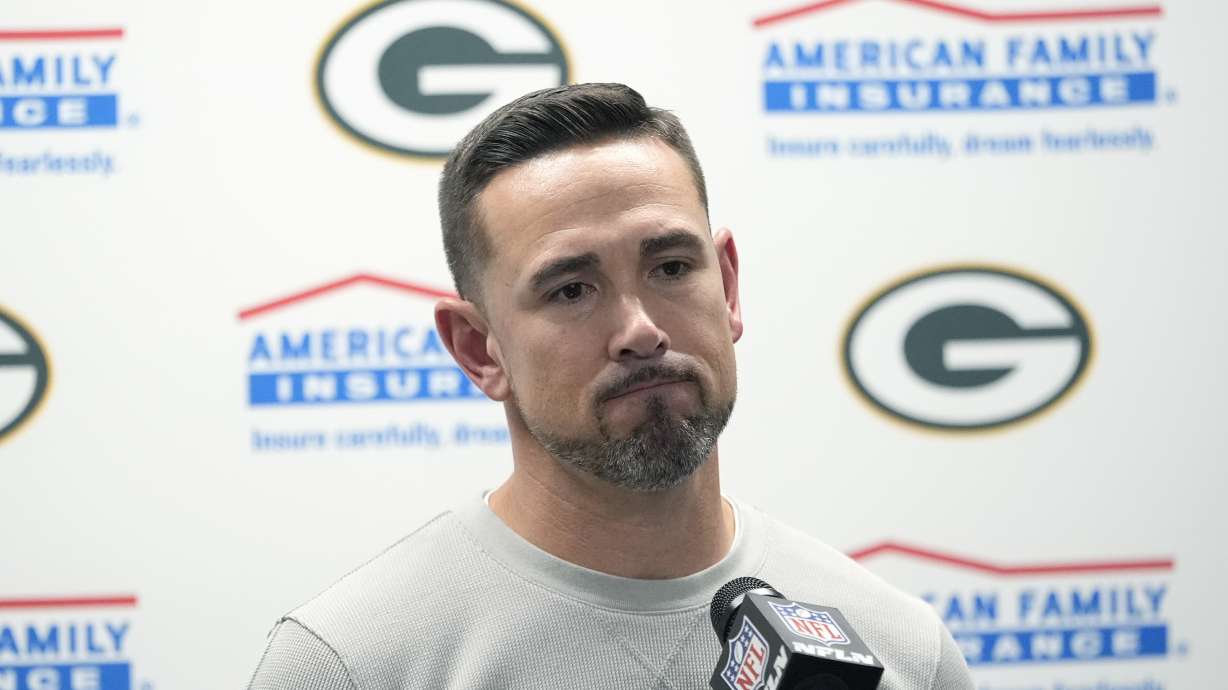 Green Bay Packers head coach Matt LaFleur addresses the media after an NFL football game against the Detroit Lions, Thursday, Dec. 5, 2024 in Detroit.