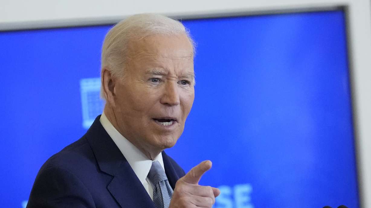 President Joe Biden speaks at the White House in Washington, Wednesday. Biden is commuting the sentences of roughly 1,500 people and pardoning 39 people.