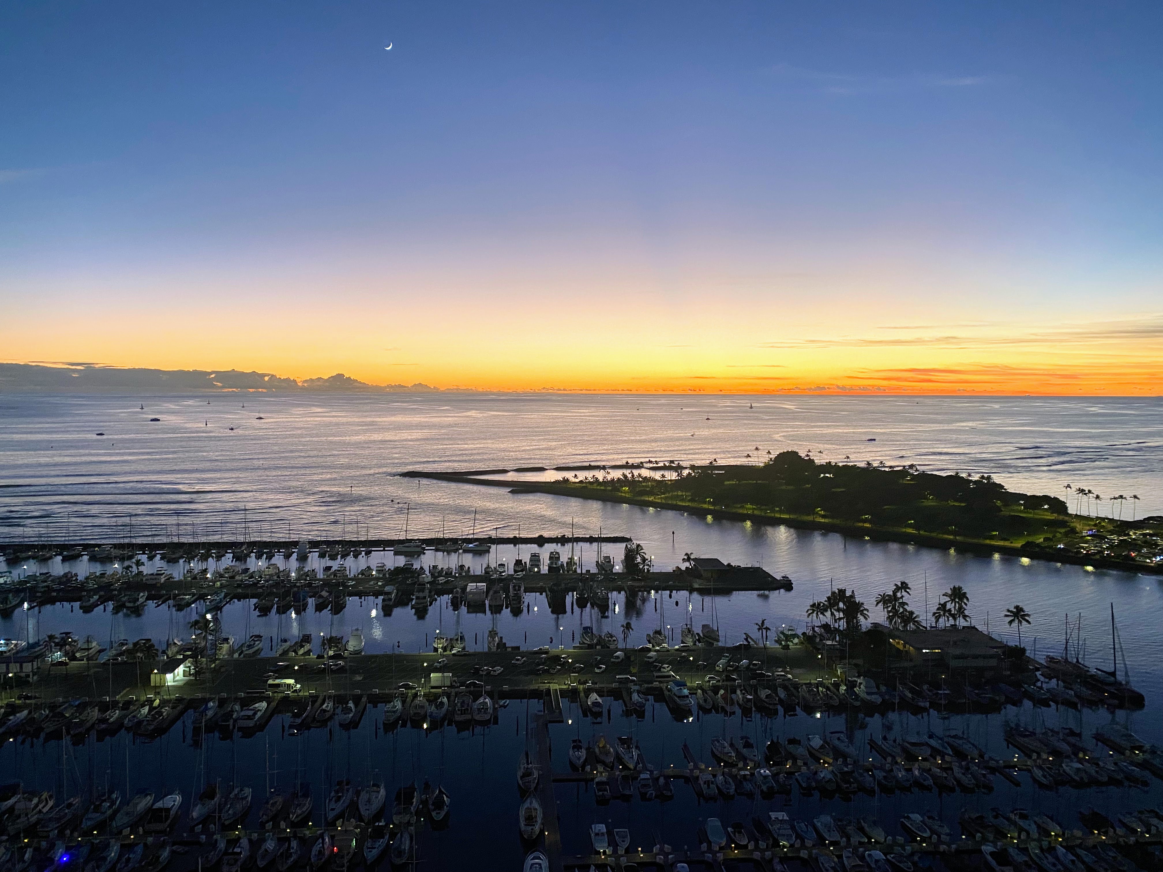 Magic Island Lagoon at sunset.