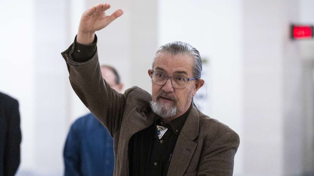 Utah state Rep. Joel Briscoe, D-Salt Lake City, motions with his hands while describing how he would like to expand the Renter Refund program during a press conference at the Capitol in Salt Lake City on Thursday.