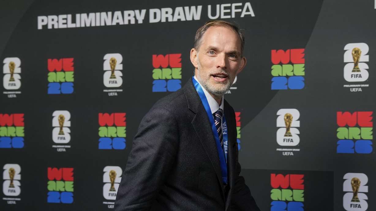 England head coach Thomas Tuchel arrives at the UEFA Preliminary Draw for the 2026 FIFA World Cup at FIFA headquarters in Zurich, Switzerland, Friday, December 13, 2024.
