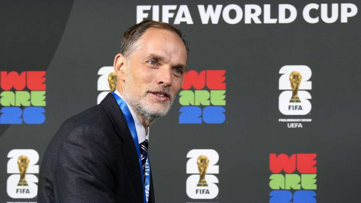 England head coach Thomas Tuchel arrives at the UEFA Preliminary Draw for the 2026 FIFA World Cup at FIFA headquarters in Zurich, Switzerland, Friday, December 13, 2024.