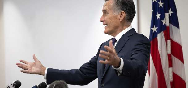 As Mitt Romney heads for the exit, he sounds a hopeful note on Trump