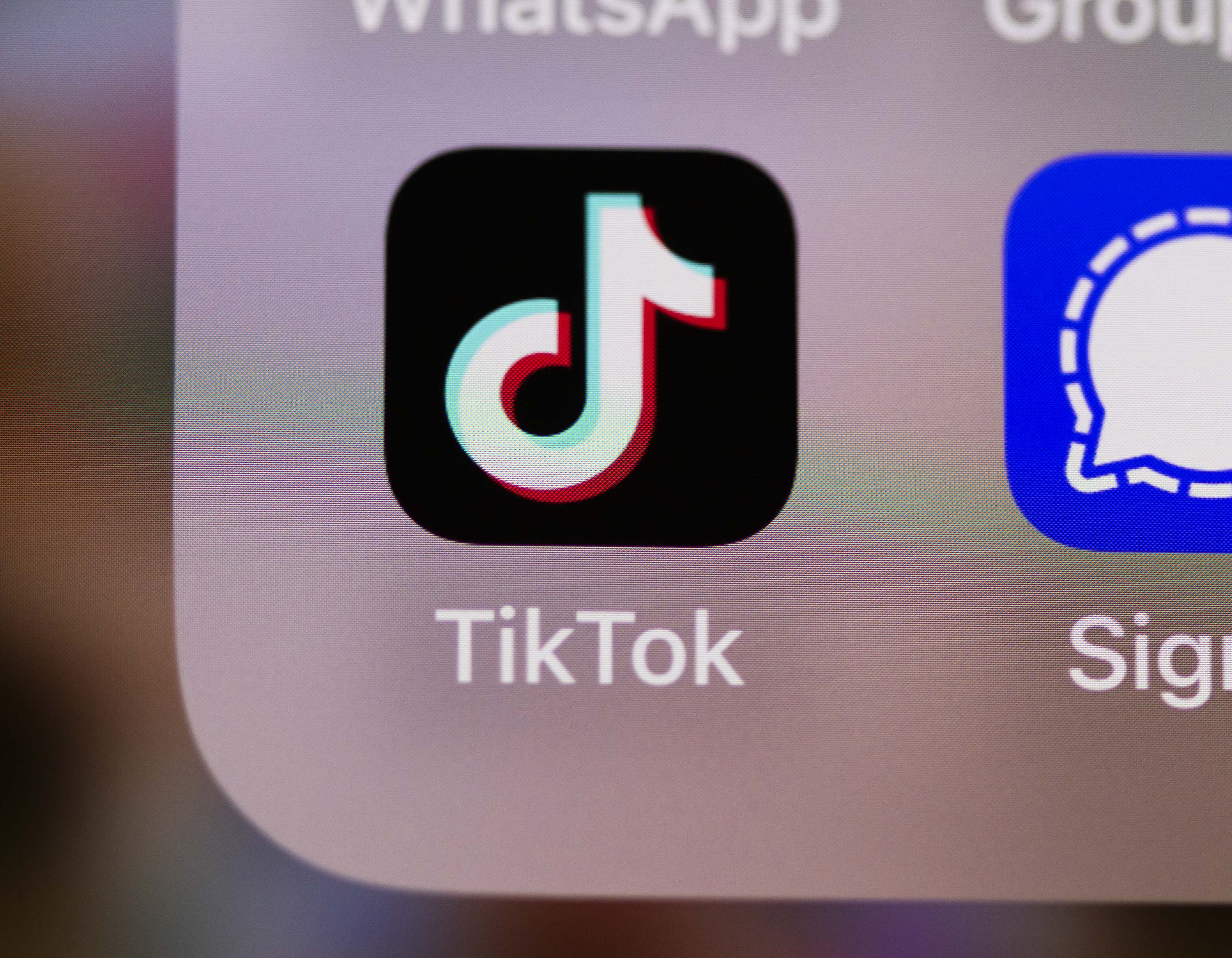 The TikTok app icon is pictured on a iPhone in Salt Lake City on Friday.