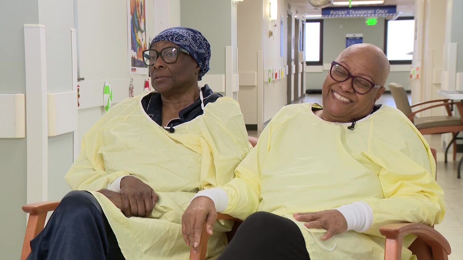 Irma McCoy, right, and Evelyn Ealy, left, speak about their shared cancer experience in this undated photo.