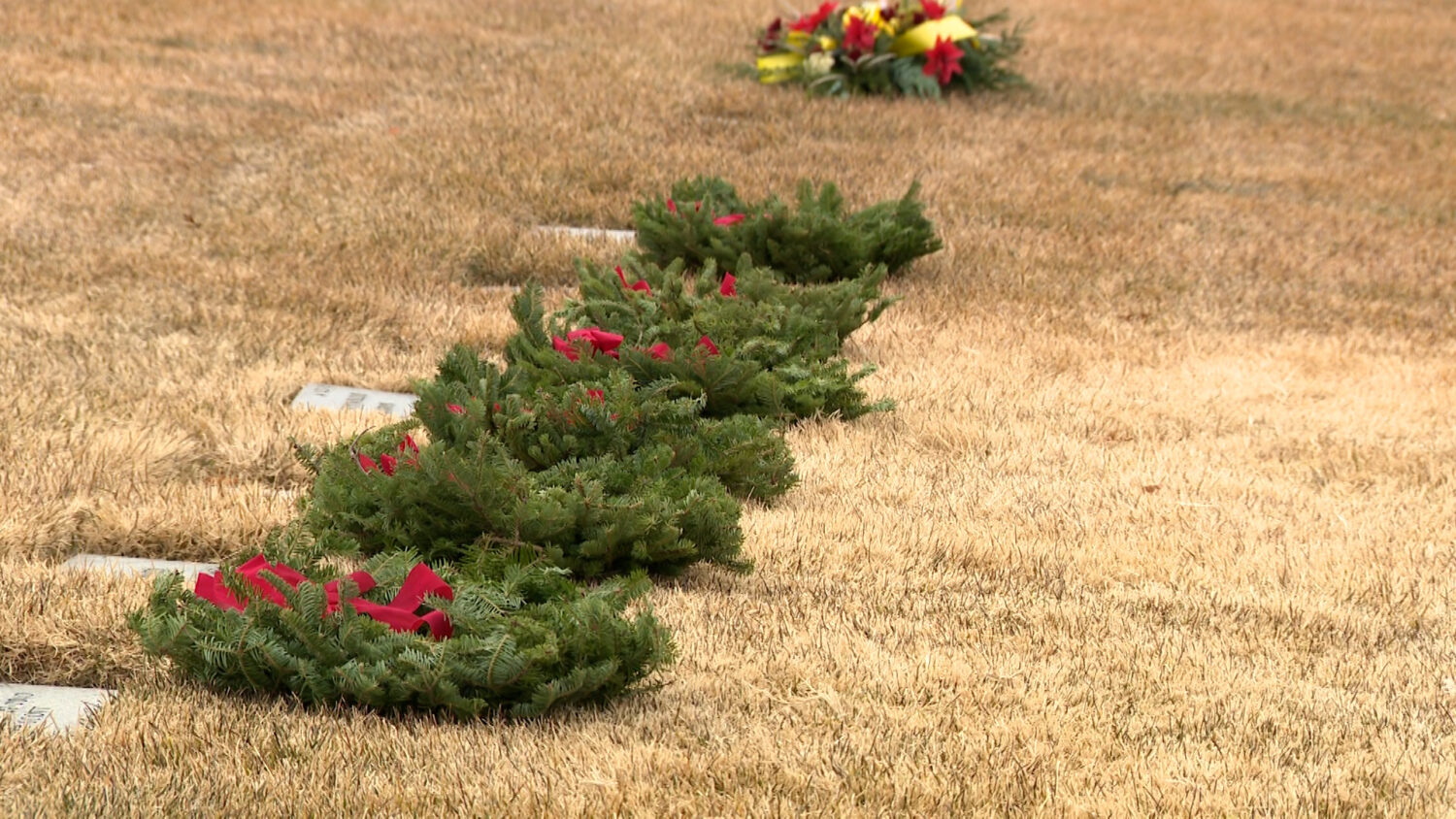 Wreaths lie on the graves of veterans in Bluffdale on Saturday as a part of the Wreaths Across America event.