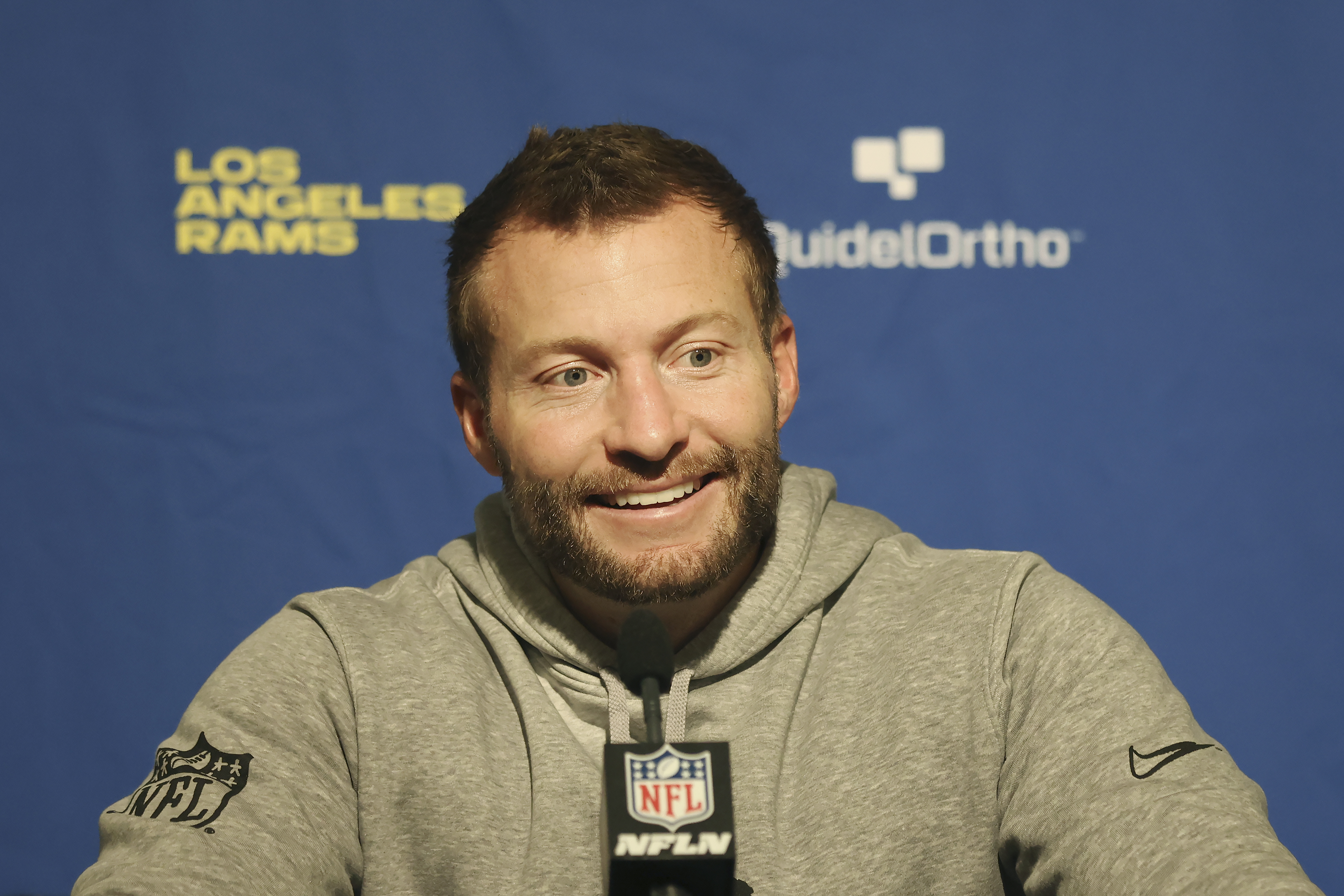 Los Angeles Rams head coach Sean McVay speaks at a news conference after an NFL football game against the San Francisco 49ers in Santa Clara, Calif., Thursday, Dec. 12, 2024. 