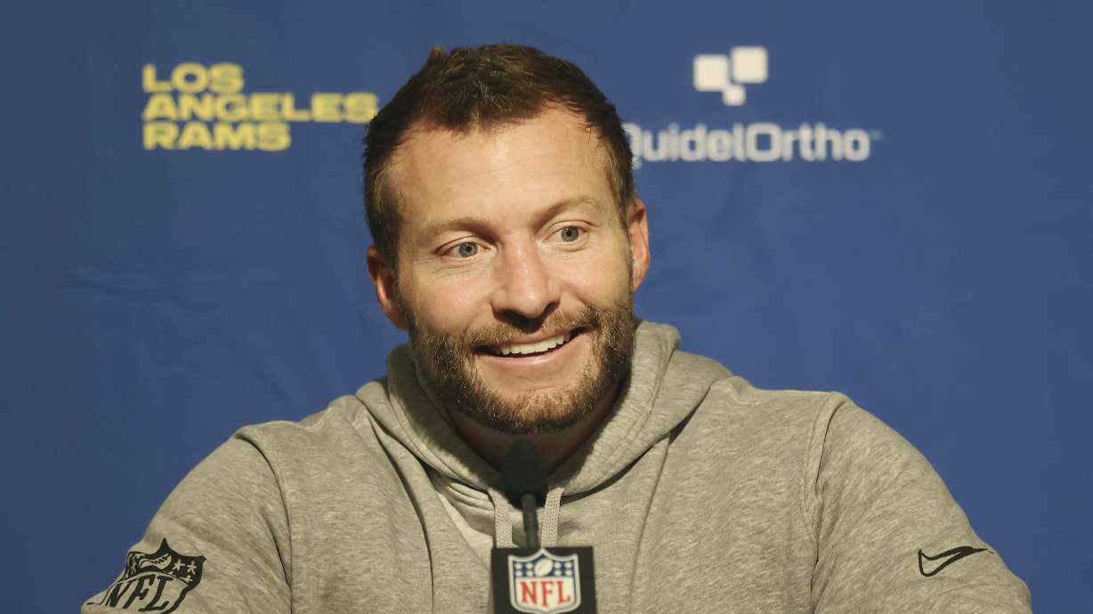 Los Angeles Rams head coach Sean McVay speaks at a news conference after an NFL football game against the San Francisco 49ers in Santa Clara, Calif., Thursday, Dec. 12, 2024.