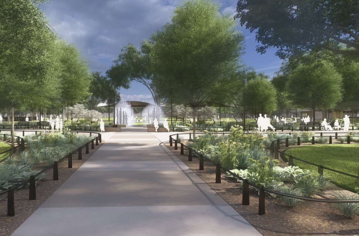 A rendering of what Pioneer Park in Salt Lake City will look after a project that will begin in March.