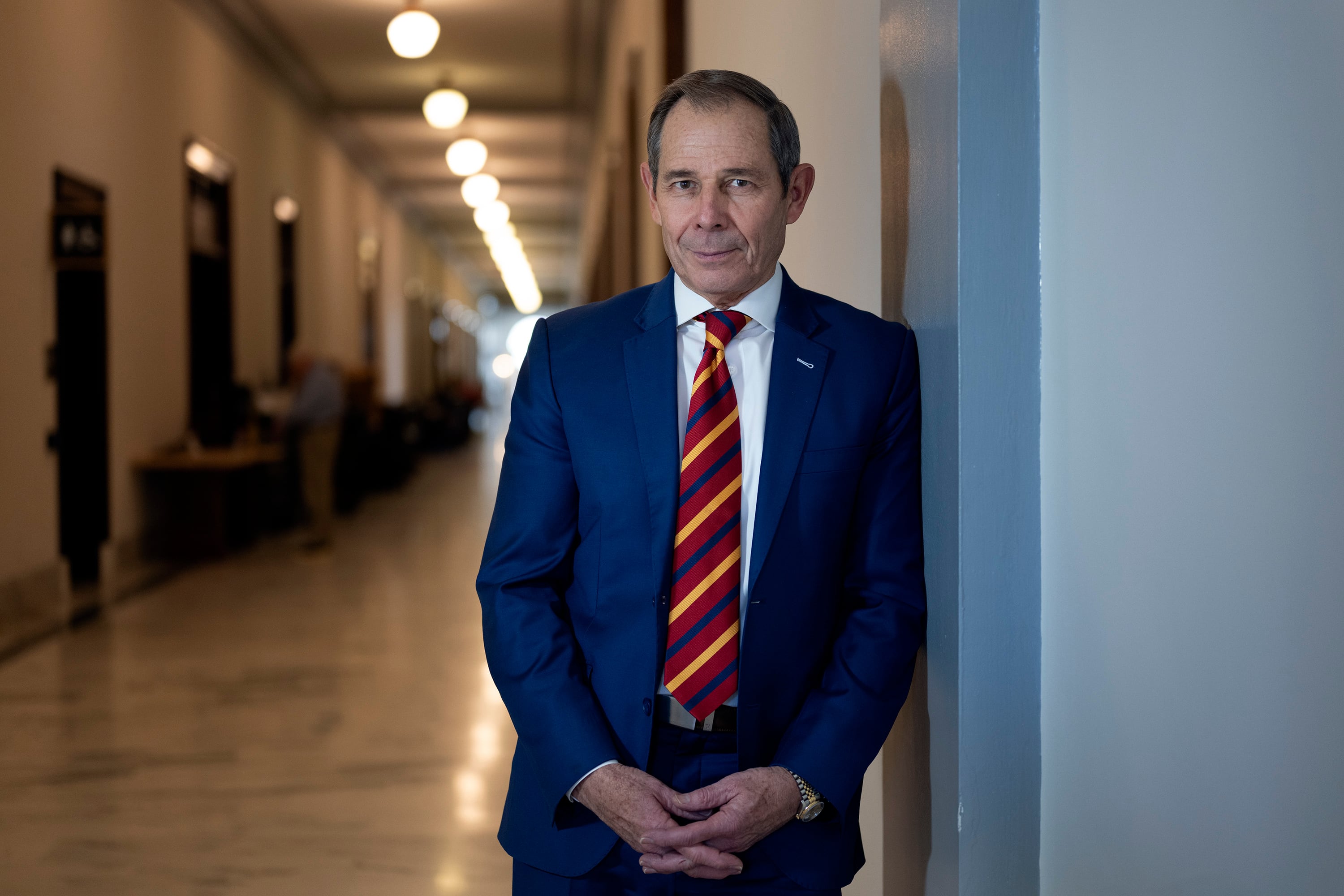 Sen.-elect John Curtis, R-Utah, poses for a portrait in a hallway of the Russell Senate Office Building Thursday, in Washington, D.C.