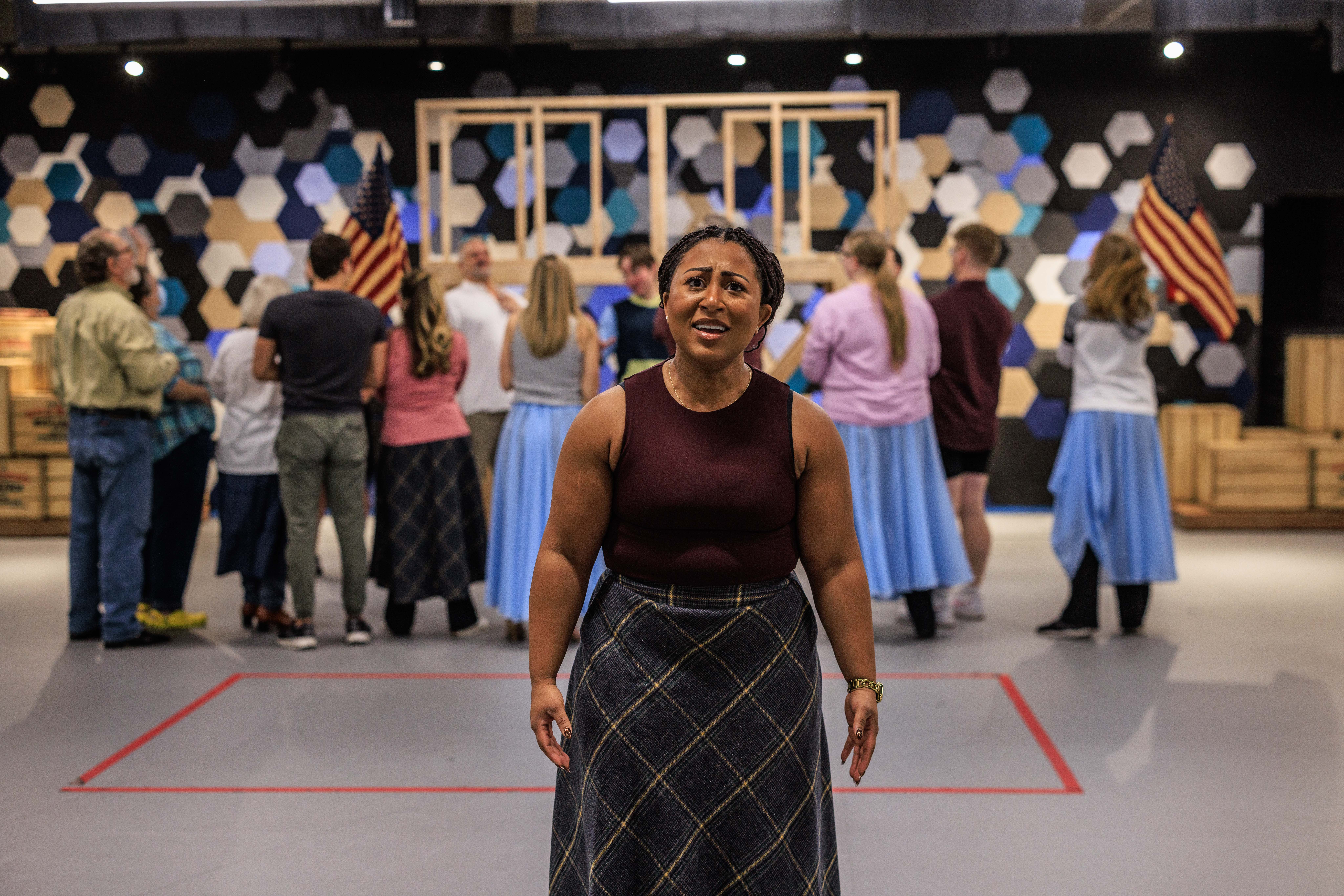 Aria Love-Jackson rehearses for "Ragtime," which debuts at the new Ruth and Nathan Hale Theater — The Ruth — in Pleasant Grove in January.