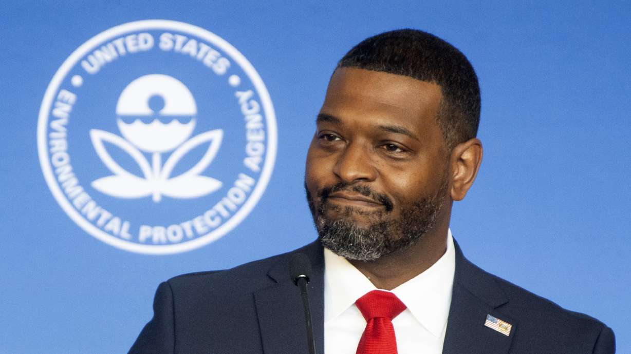 Environmental Protection Agency Administrator Michael Regan speaks at Howard University, April 25, in Washington. The EPA has granted two requests from California to enforce strict standards for vehicle emissions.