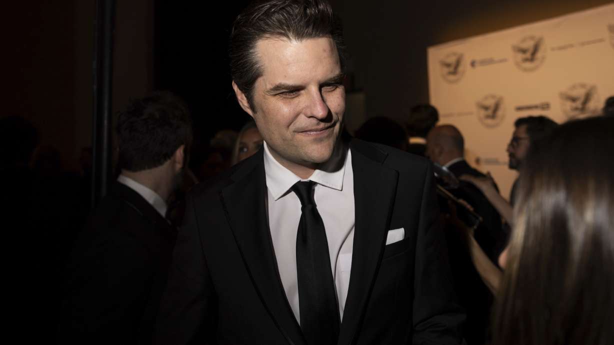 Former Rep. Matt Gaetz, R-Fla., attends a gala at Cipriani Wall Street, Sunday in New York. The House Ethics Committee voted in secret to release the long-awaited ethics report into Gaetz.