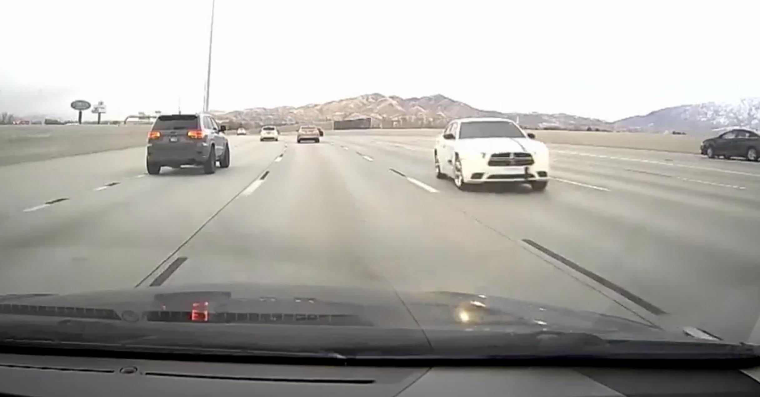 Dashcam captures moment driver makes U-turn on I-15 in Lehi