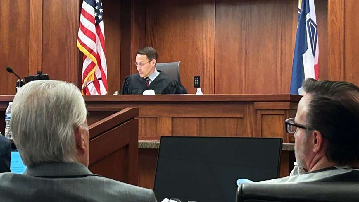 District Judge Eric Gentry presiding over the preliminary hearing of defendant Eric Sampson, charged in the murder of Niki Sampson, in 5th District Court in St. George, Monday.
