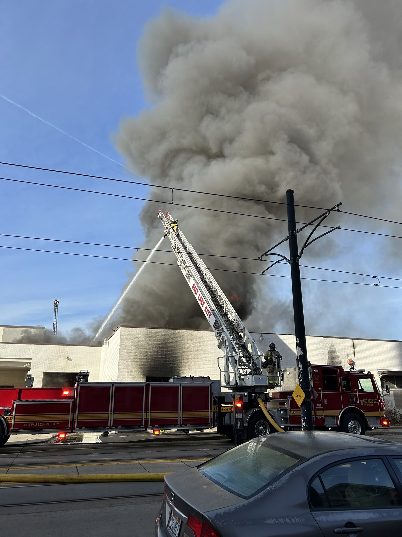 A large structure fire in the Ballpark neighborhood of Salt Lake City Thursday has led to road closures and transit delays.