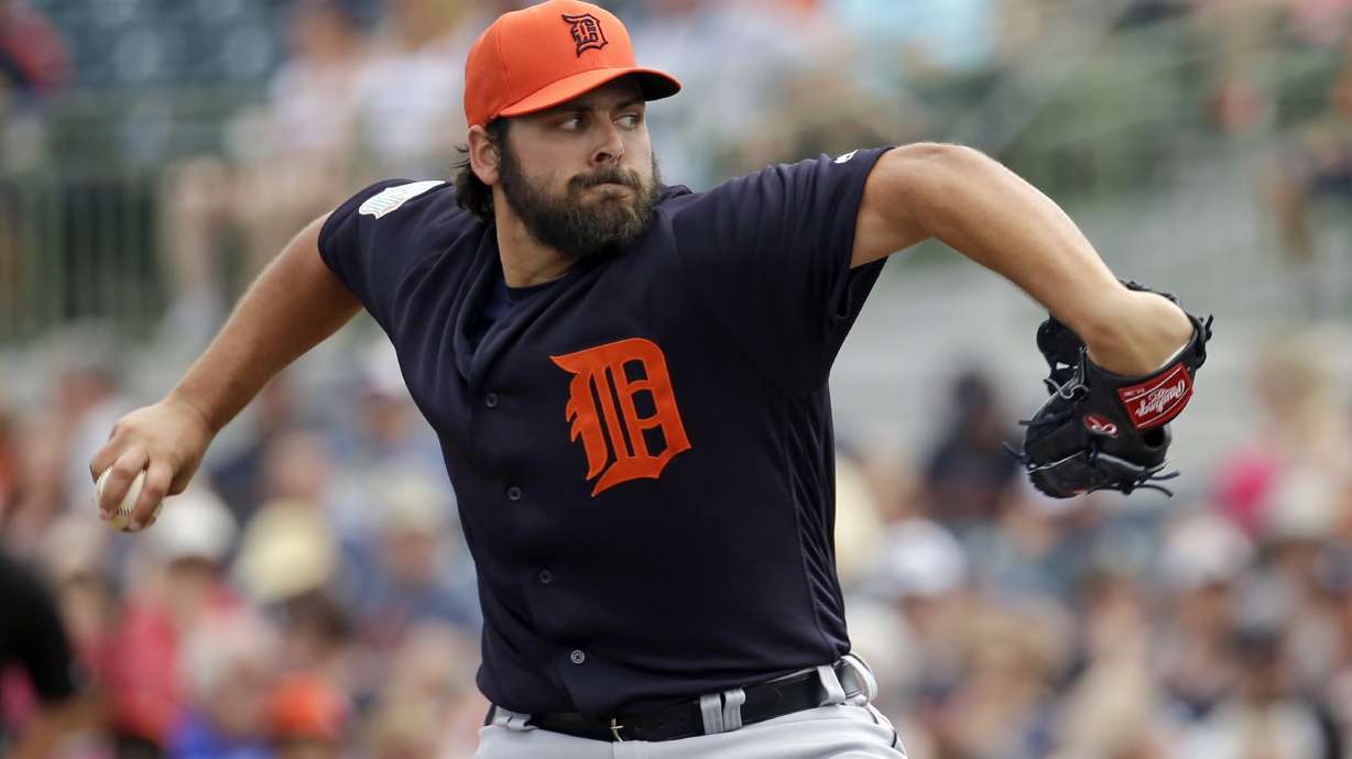 FILE - Detroit Tigers' Michael Fulmer pitches against the Houston Astros in the first inning of a spring training baseball game, Friday, March 11, 2016, in Kissimmee, Fla.