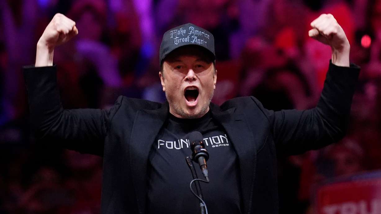 Elon Musk speaks before President-elect Donald Trump at a campaign rally at Madison Square Garden, Oct. 27 in N.Y. Utah Sen. Mike Lee spoke about his relationship with the Tesla and SpaceX CEO recently.