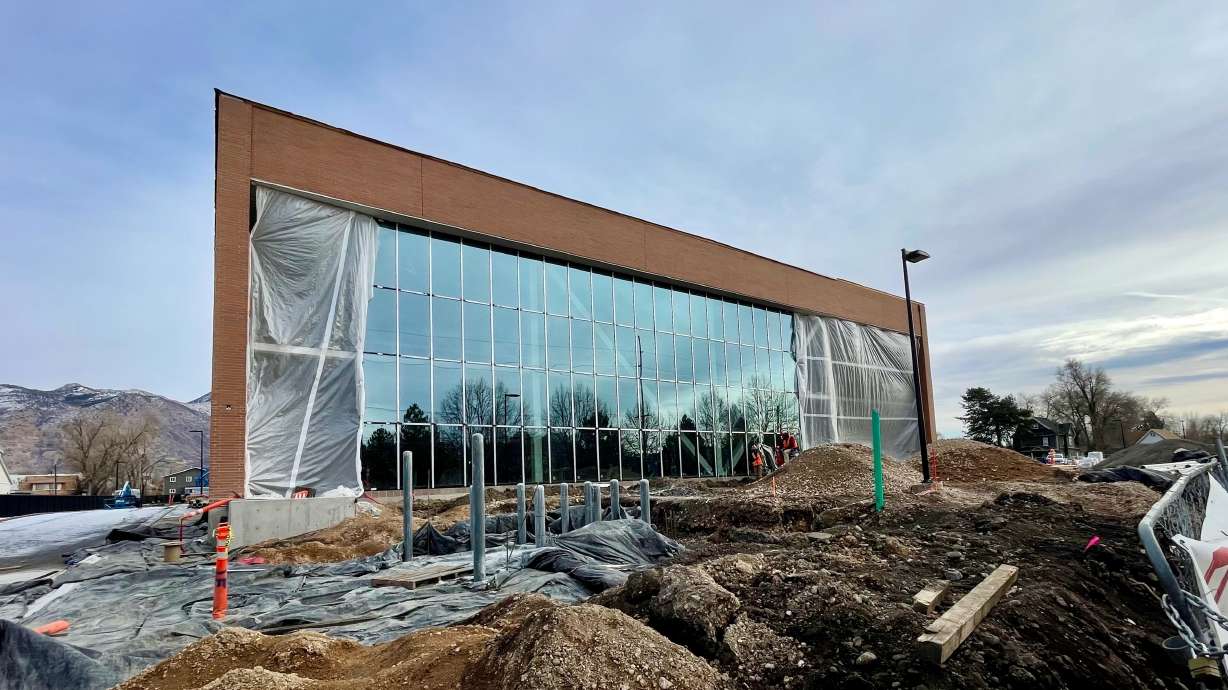 The western side of the new Marshall White Center in Ogden on Wednesday. The $34 million rebuild should be completed by mid-2025.
