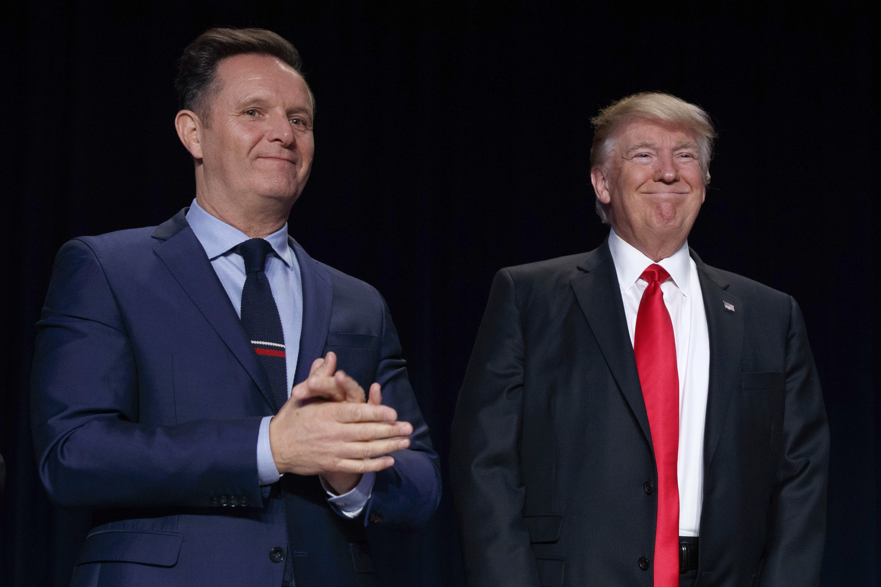 Television producer Mark Burnett looks on as President Donald Trump arrives for the National Prayer Breakfast, Feb. 2, 2017, in Washington. Burnett, is being selected by the president-elect as special envoy to the United Kingdom.
