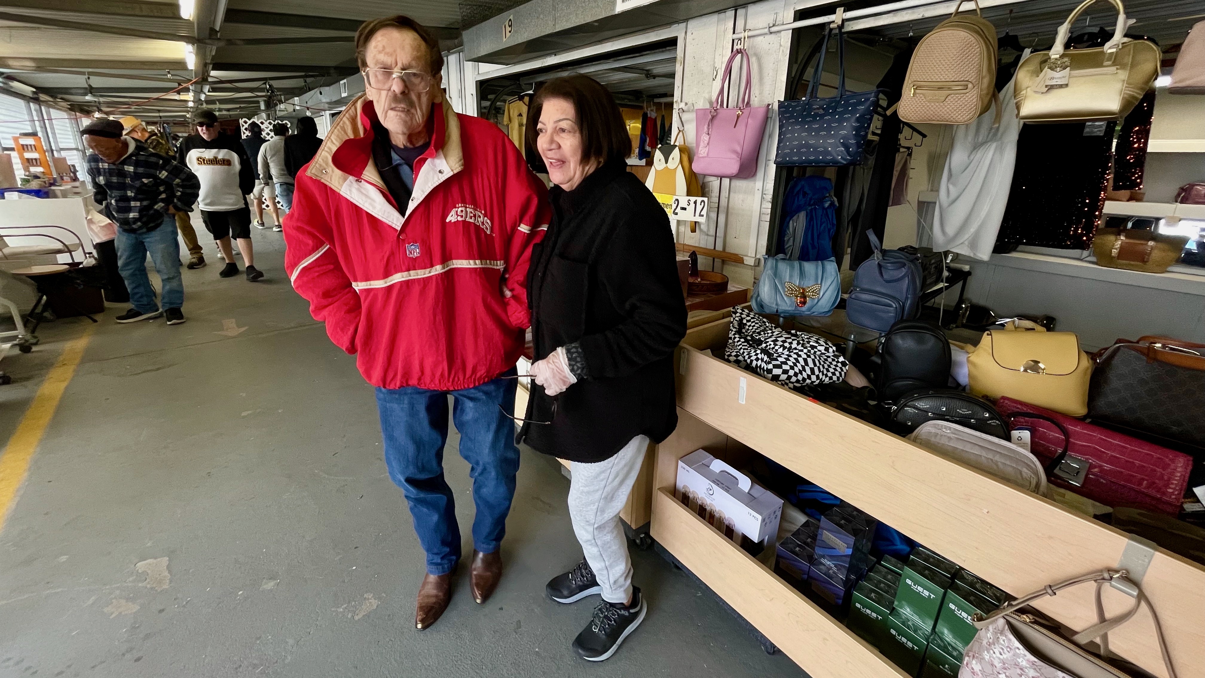 Iris Liliana Frantz and her husband Sherrel Frantz, vendors at Redwood Swap Meet in West Valley City, on Saturday, a day before its planned closure.