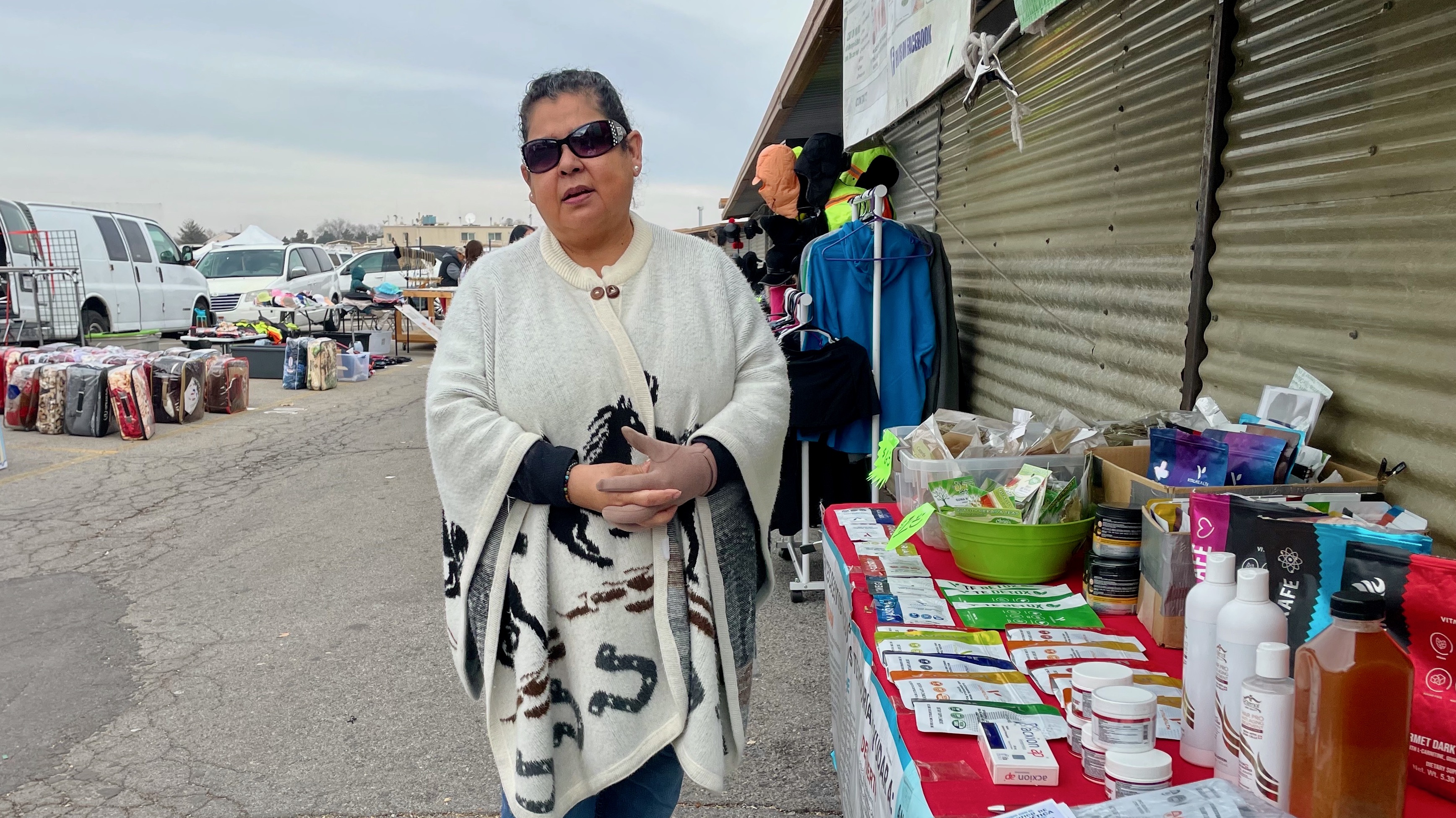 Misabel Sanchez, a vendor at Redwood Swap Meet in West Valley City, on Saturday, a day before its planned closure.