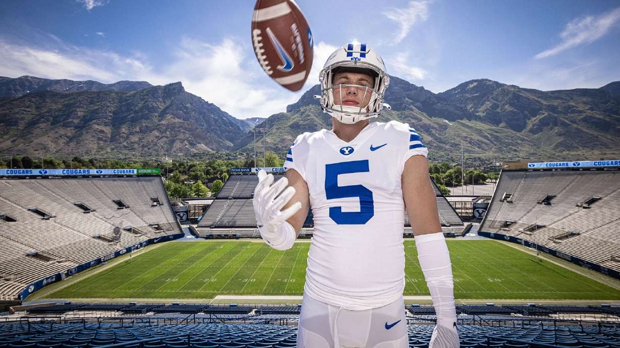 Former American Fork defensive end Hunter Clegg poses for a photo at BYU. The former 4-star recruit who signed with Utah will join the Cougars in 2025 after serving a two-year mission for The Church of Jesus Christ of Latter-day Saints in Armenia/Georgia.