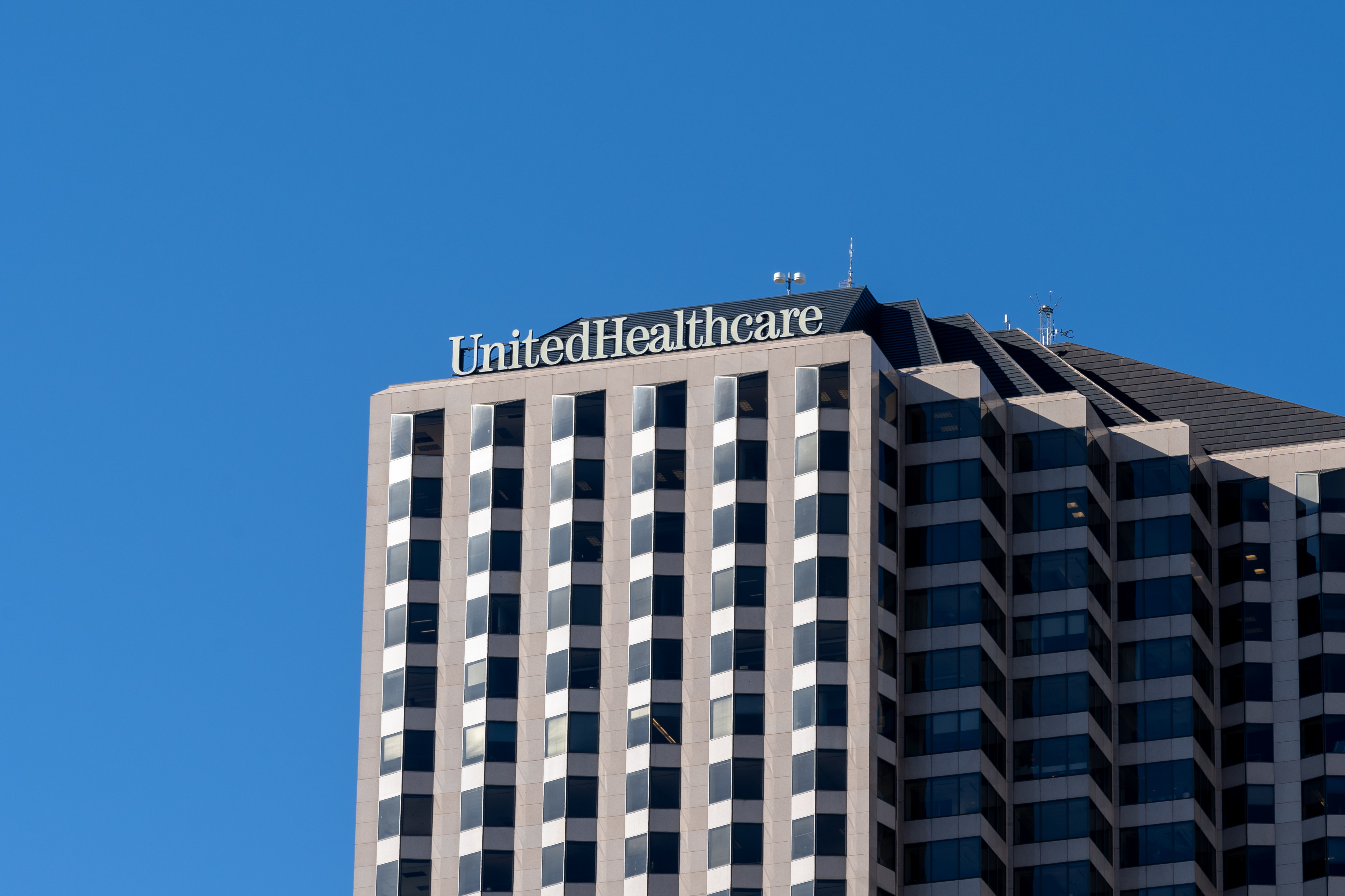 United Healthcare building in Hartford, Connecticut on Nov. 8, 2023. The Utah Attorney General's Office sued UnitedHealth Group and Express Scripts Monday, alleging they facilitated the increased sale and consumption of opioids.