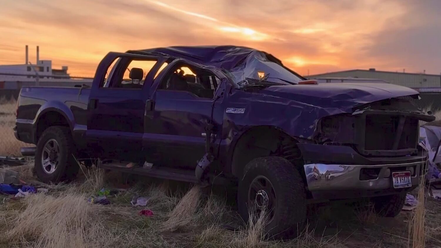 The Buma family truck was damaged in a crash on I-15 in Utah while moving from California to Idaho.