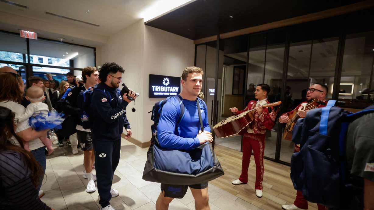 BYU players, coaches, staff and family members arrived in San Antonio, Tuesday, Dec. 24, 2024 ahead of the Cougars' Alamo Bowl game against No. 23 Colorado.