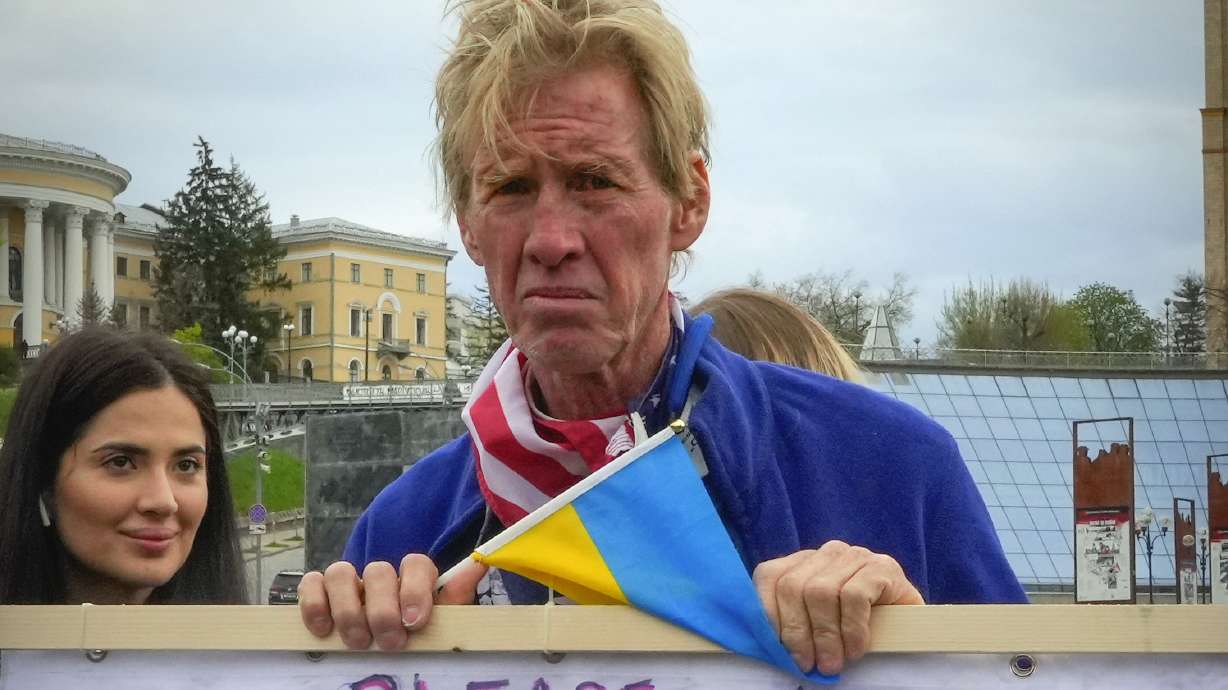 Ryan Wesley Routh takes part in a rally in central Kyiv, Ukraine, on April 30, 2022. Routh is scheduled to be tried for attempting to assassinate President-elect Donald Trump next September, it was announced Monday.