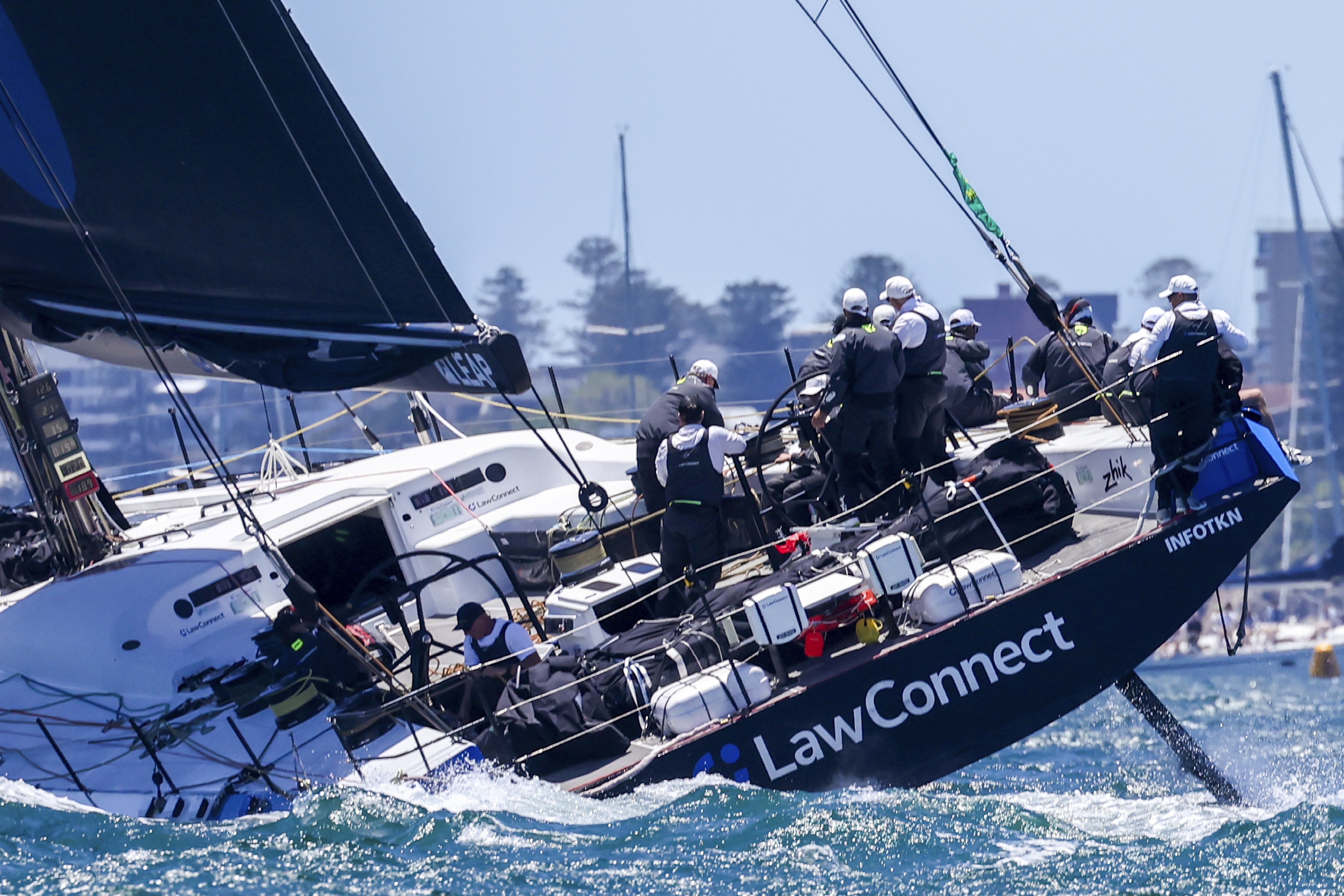 LawConnect competes at the start of the Sydney to Hobart yacht race in Sydney Harbour, Thursday, Dec. 26, 2024. .