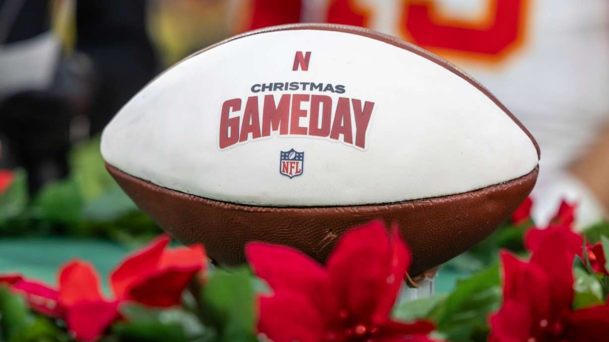 The Netflix Christmas Gameday postgame cake is pictured after an NFL football game, Wednesday, in Pittsburgh. Netflix delivered its NFL debut on Christmas Day without any big glitches.