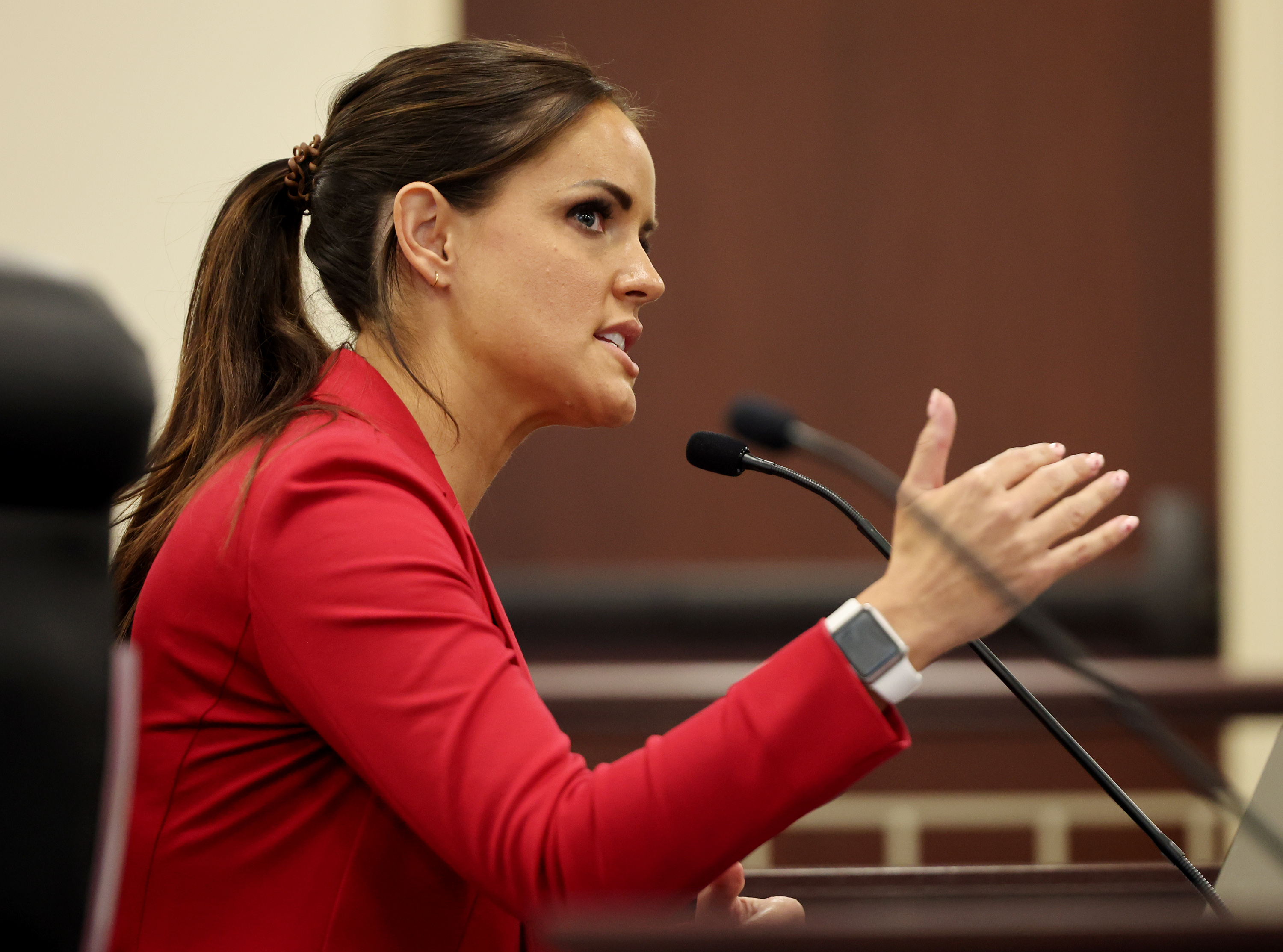 Rep. Kera Birkeland, R-Morgan, speaks at the Capitol in Salt Lake City on Feb. 15, 2023. Birkeland on Thursday announced she will resign, effective Jan. 10.